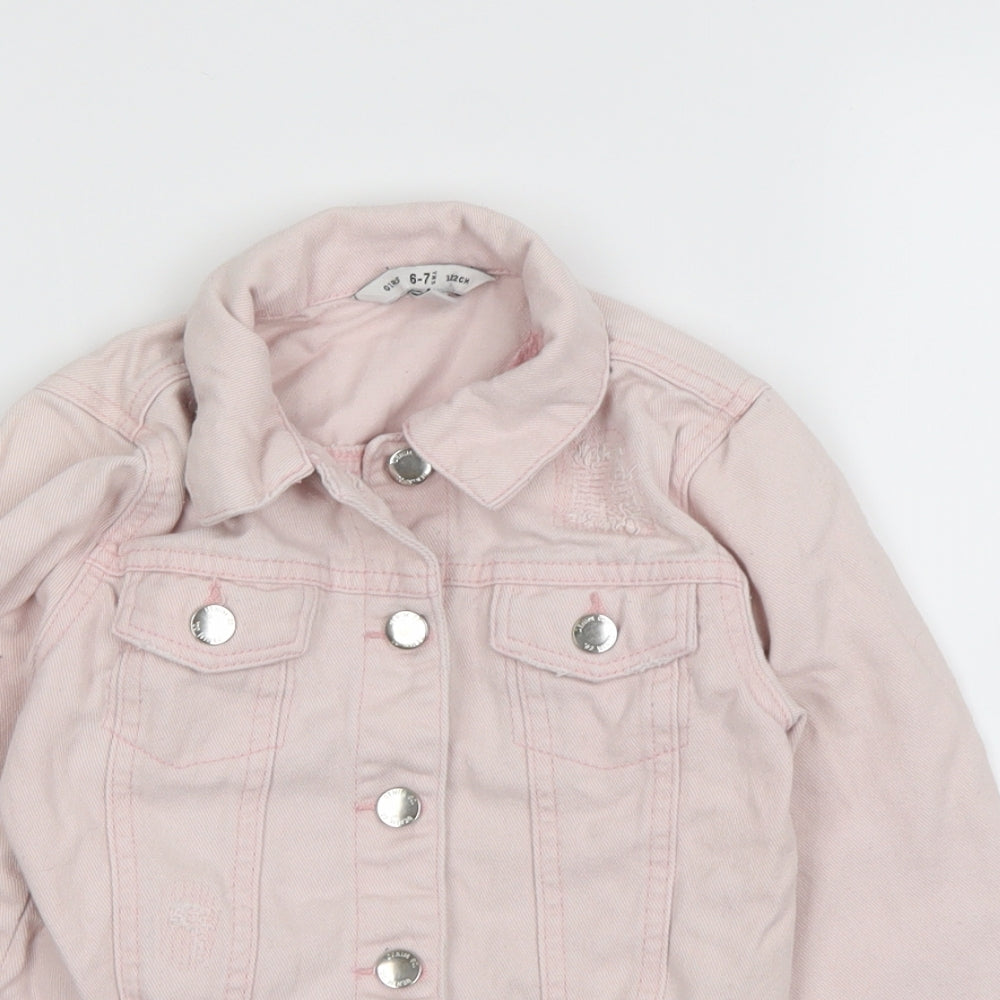 denim& co Girls Pink  Denim Jacket  Size 6-7 Years