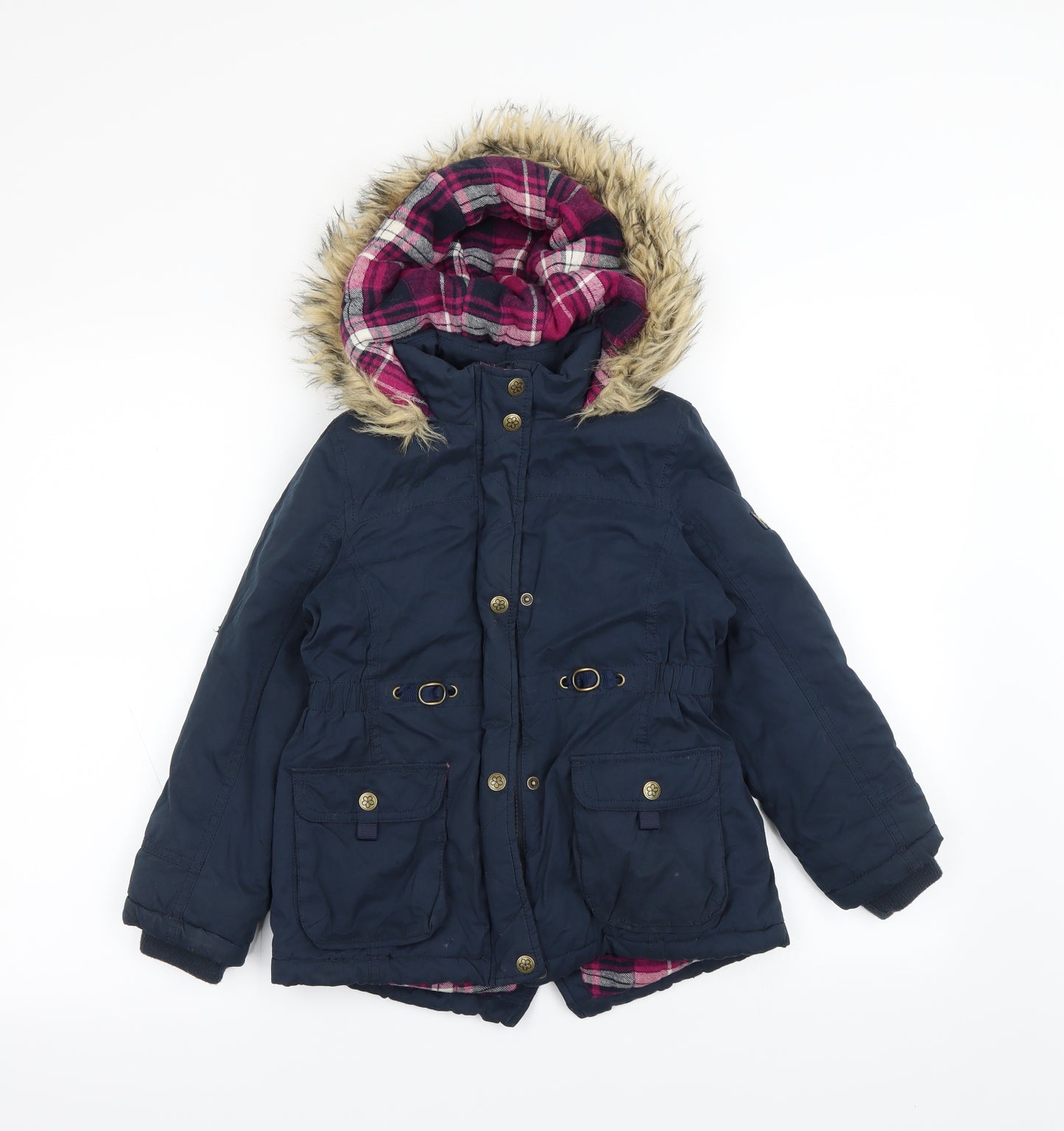 Preworn Girls Blue   Parka Coat Size 6-7 Years
