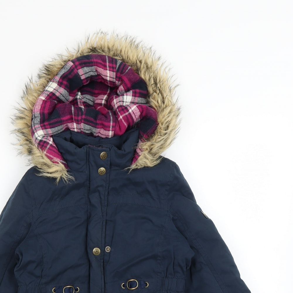 Preworn Girls Blue   Parka Coat Size 6-7 Years