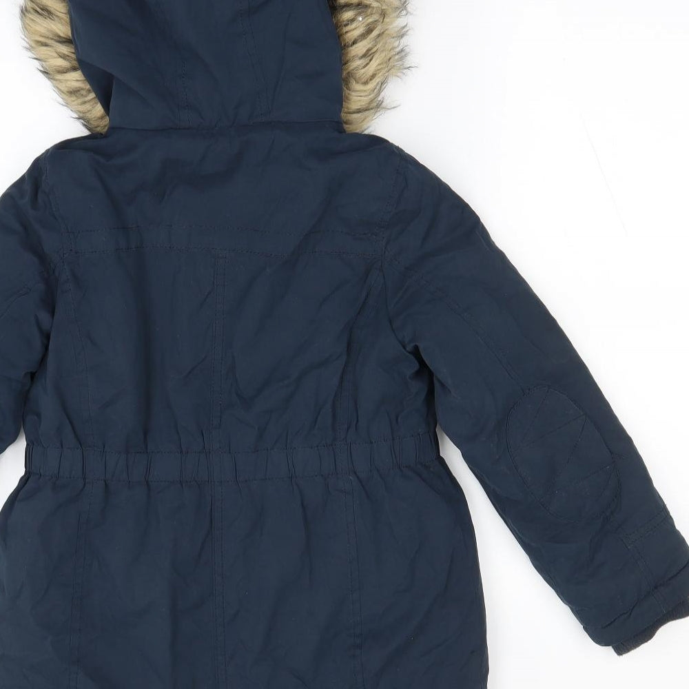 Preworn Girls Blue   Parka Coat Size 6-7 Years