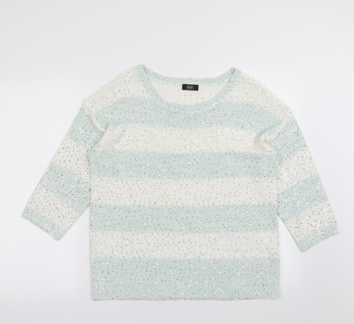 F&F Womens Multicoloured Striped  Pullover Jumper Size 12