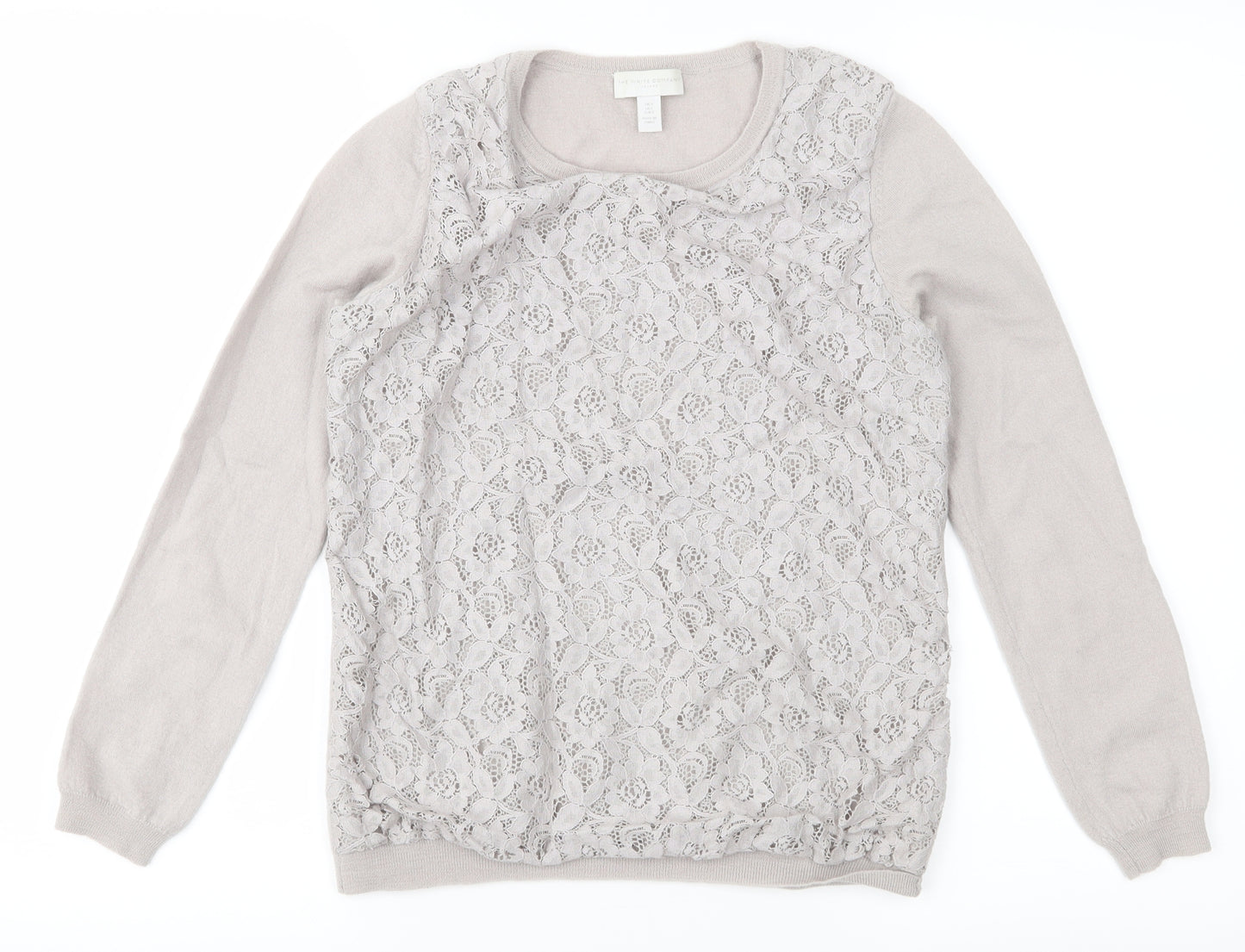 The White Company Womens Grey Floral  Pullover Jumper Size S