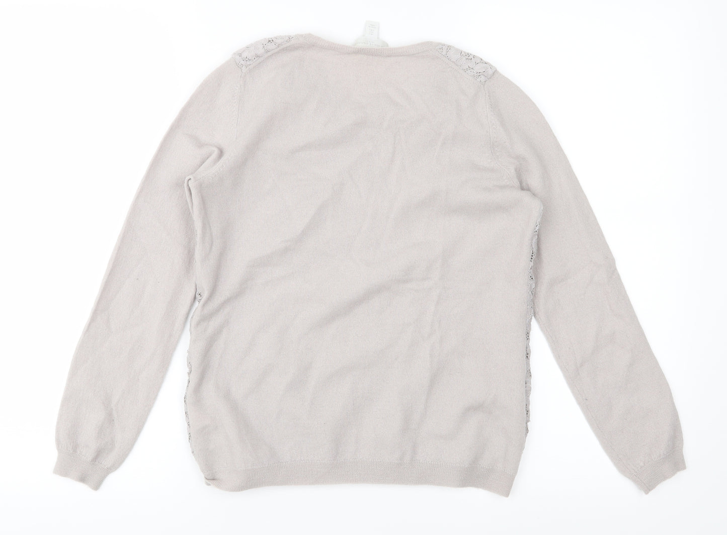 The White Company Womens Grey Floral  Pullover Jumper Size S