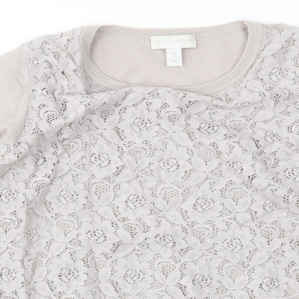 The White Company Womens Grey Floral  Pullover Jumper Size S