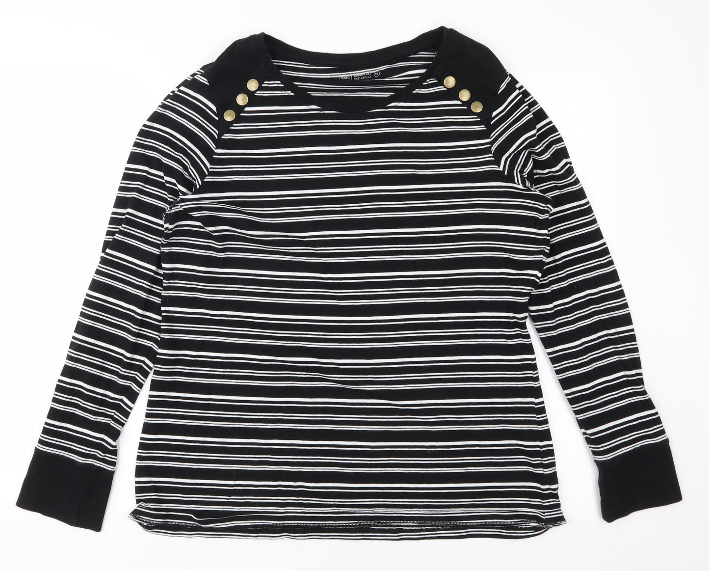 NEXT Womens Black Striped  Pullover Jumper Size 16