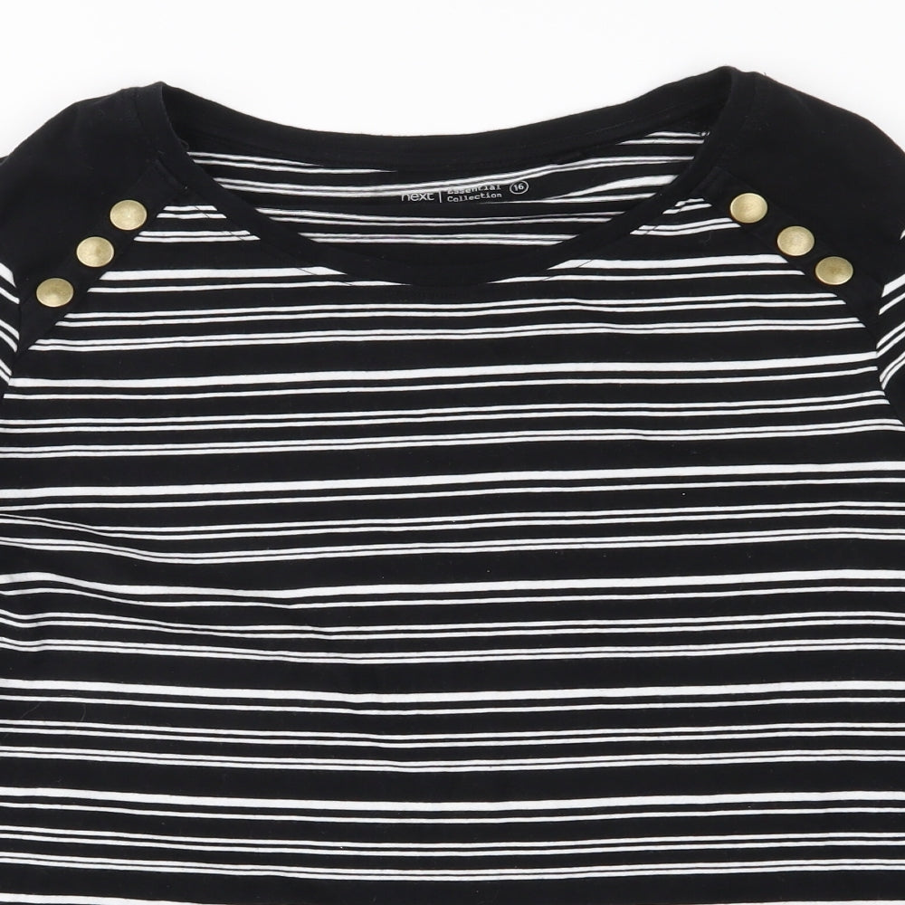 NEXT Womens Black Striped  Pullover Jumper Size 16
