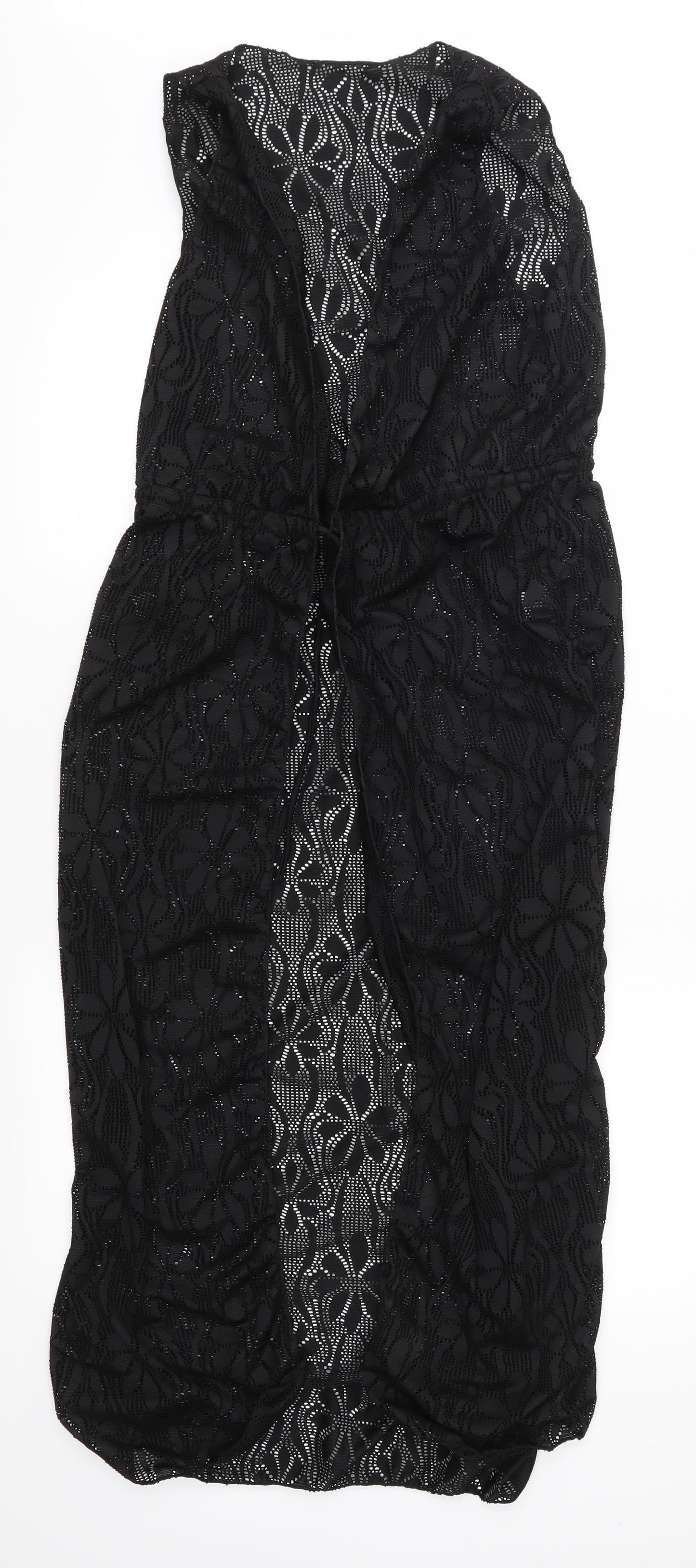 Extreme Womens Black Floral  Cardigan Jumper Size L  - See Through