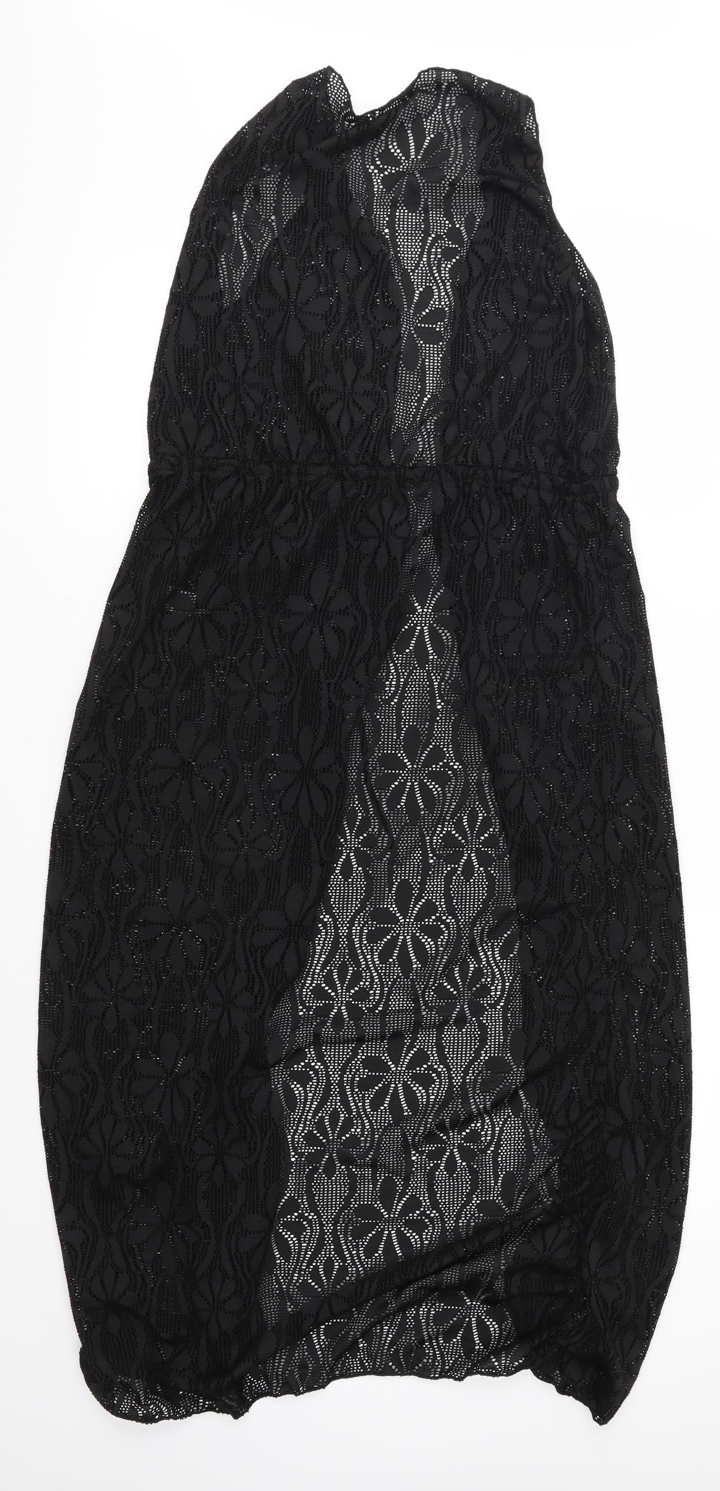 Extreme Womens Black Floral  Cardigan Jumper Size L  - See Through