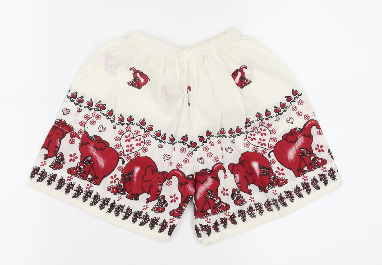 Preworn Boys White Animal Print  Cargo Shorts Size 3-4 Years