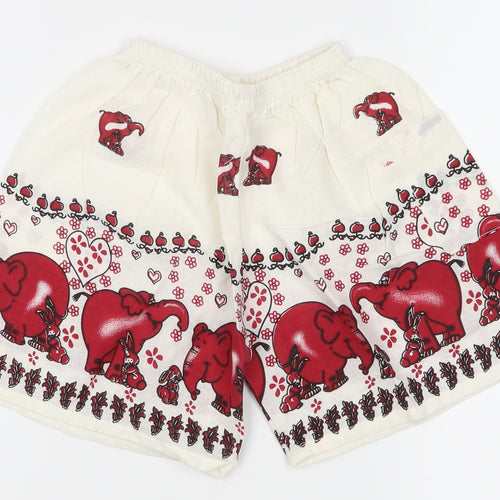 Preworn Boys White Animal Print  Cargo Shorts Size 3-4 Years