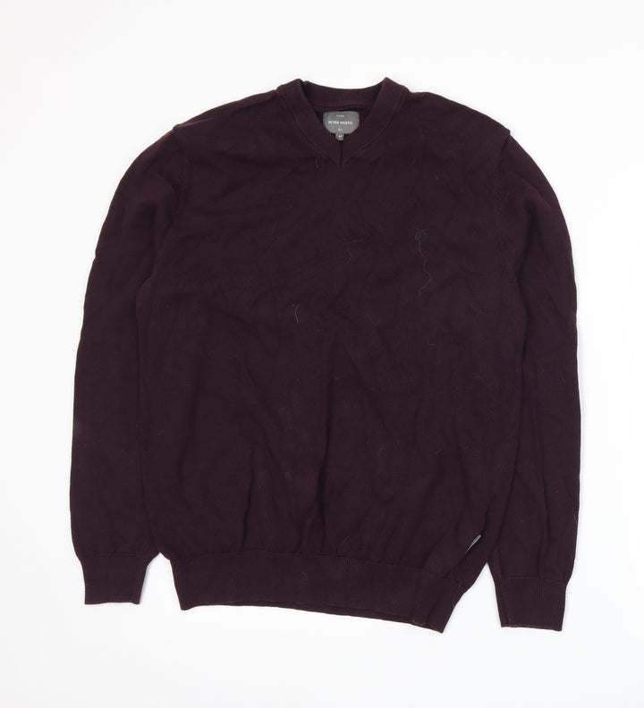 Peter Werth Mens Purple  Knit Pullover Jumper Size M