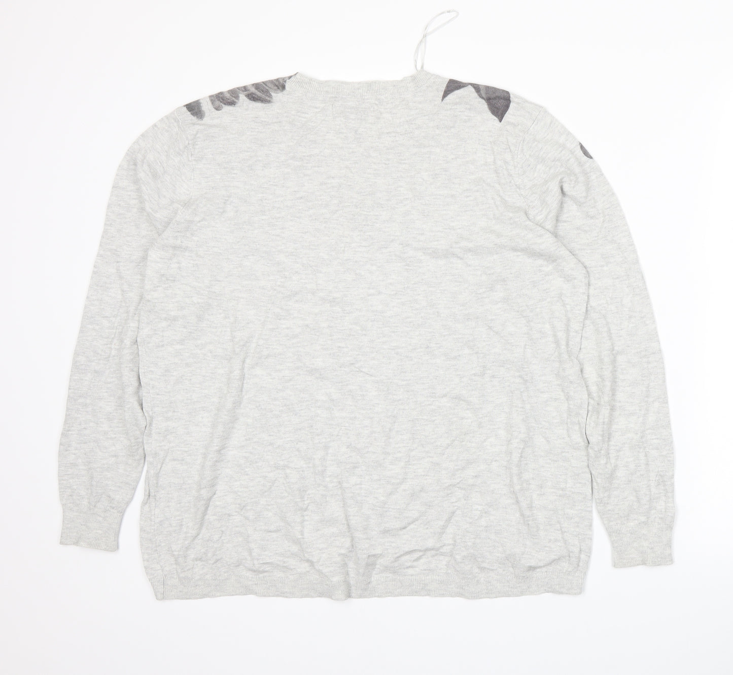 RJR.John Rocha Womens Grey Floral Knit Pullover Jumper Size 18