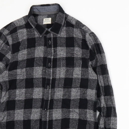 Matalan Mens Grey Plaid   Button-Up Size S