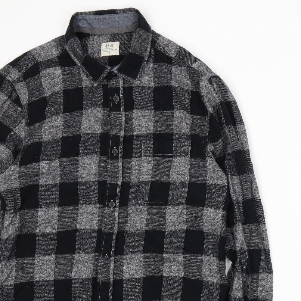 Matalan Mens Grey Plaid   Button-Up Size S