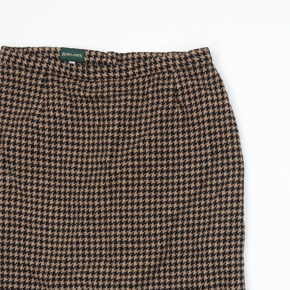 Rowlands Womens Beige Houndstooth  Straight & Pencil Skirt Size 14