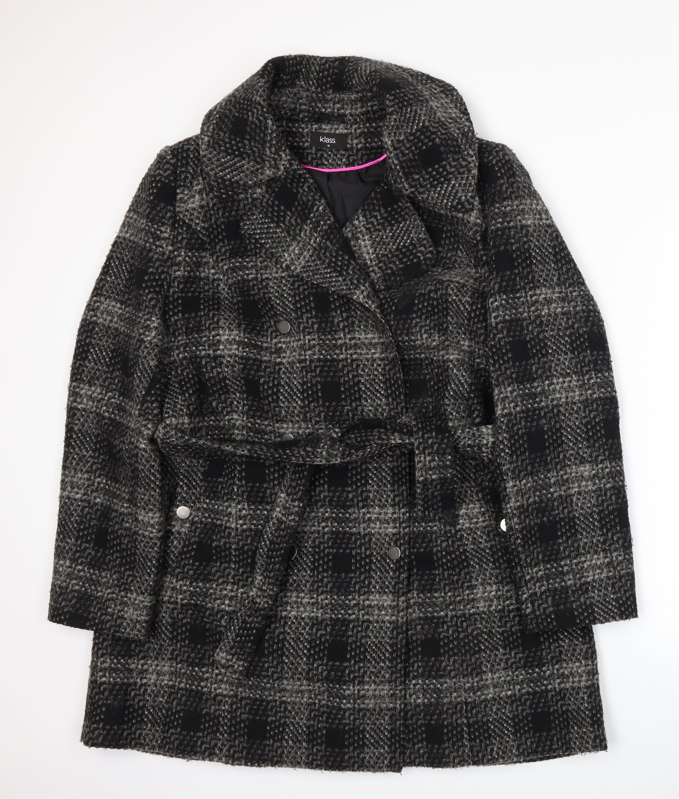 Klass Womens Grey Plaid  Overcoat Coat Size 18
