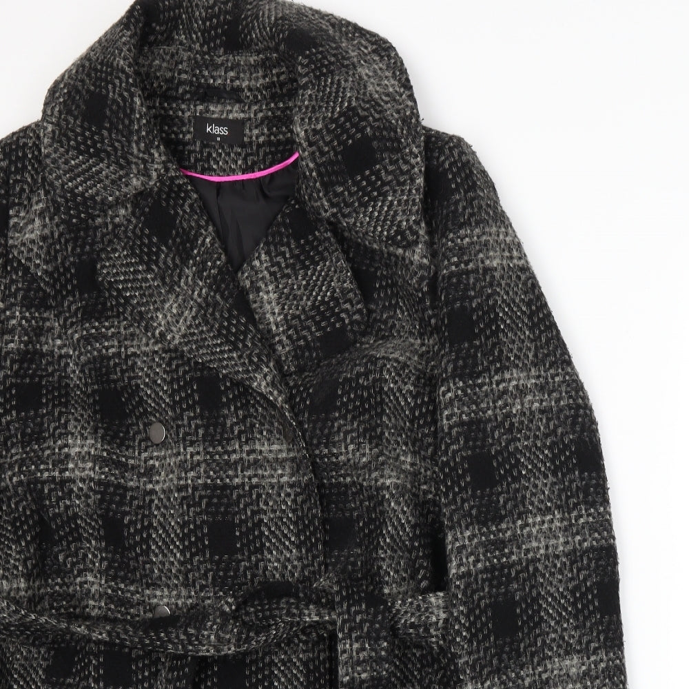 Klass Womens Grey Plaid  Overcoat Coat Size 18