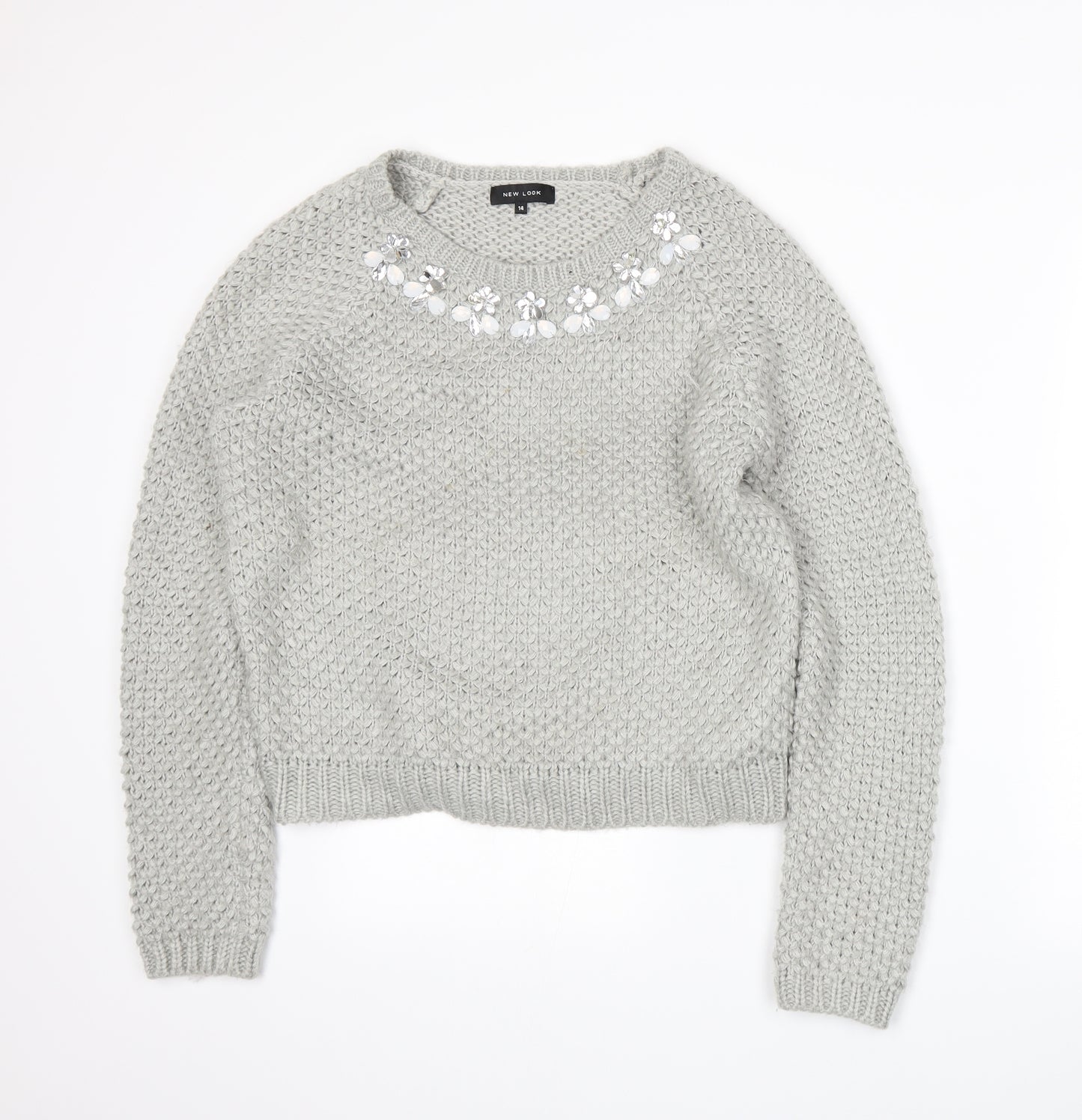 New Look Womens Grey  Knit Pullover Jumper Size 14