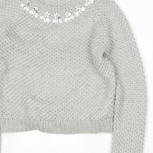 New Look Womens Grey  Knit Pullover Jumper Size 14