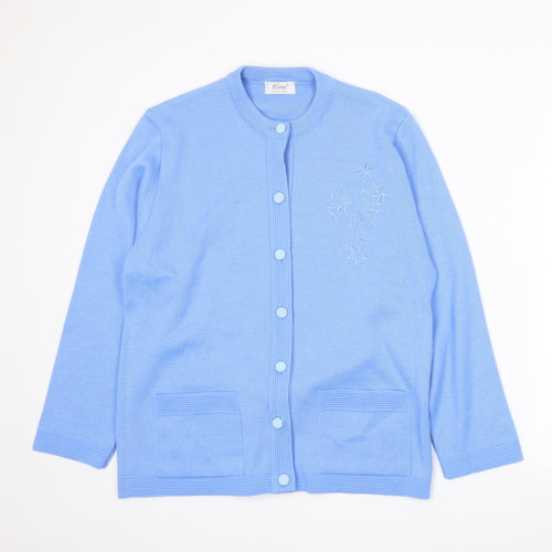 Care Womens Blue  Knit Cardigan Jumper Size L