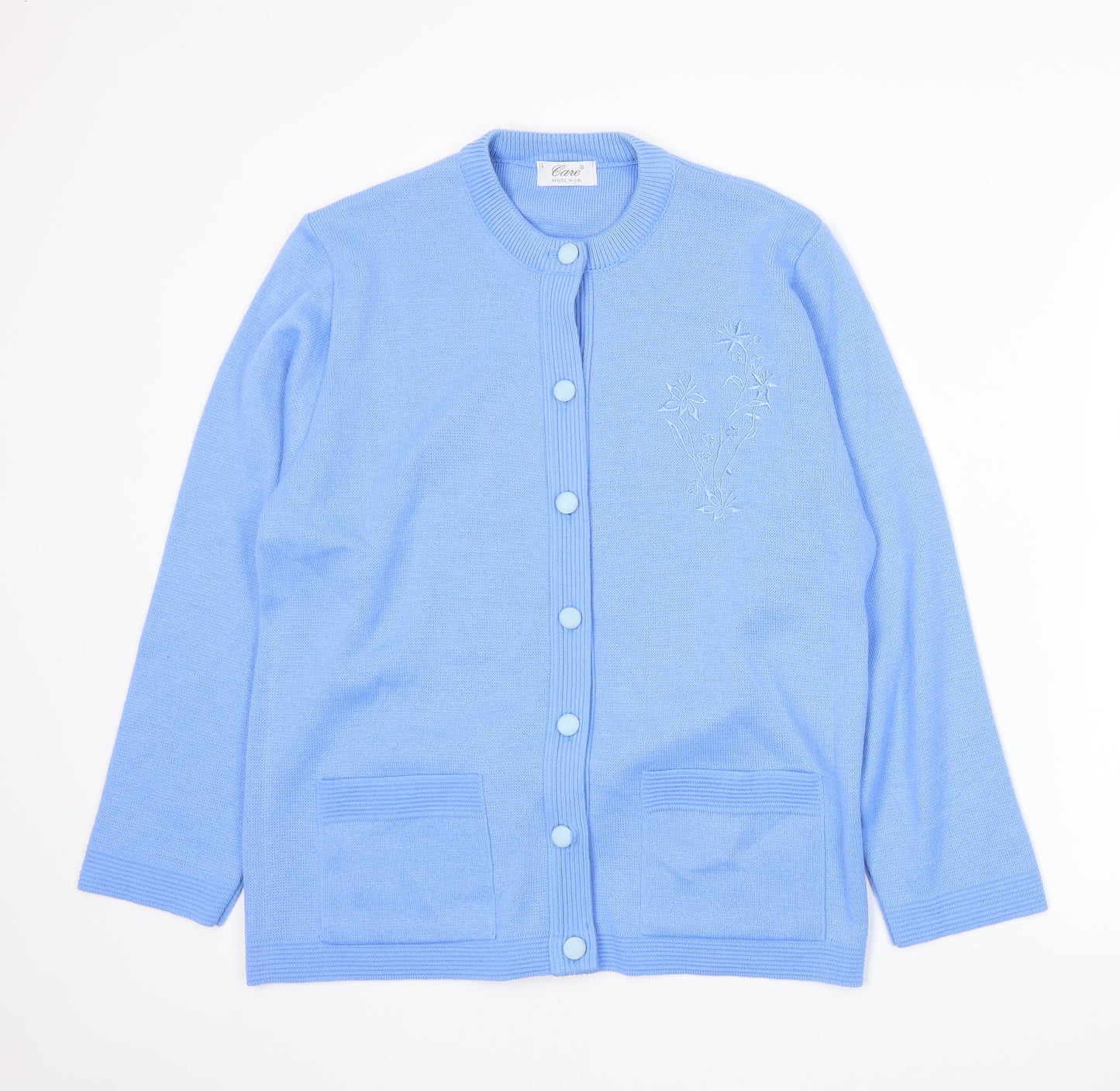 Care Womens Blue  Knit Cardigan Jumper Size L