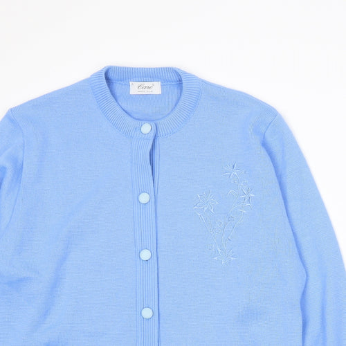 Care Womens Blue  Knit Cardigan Jumper Size L
