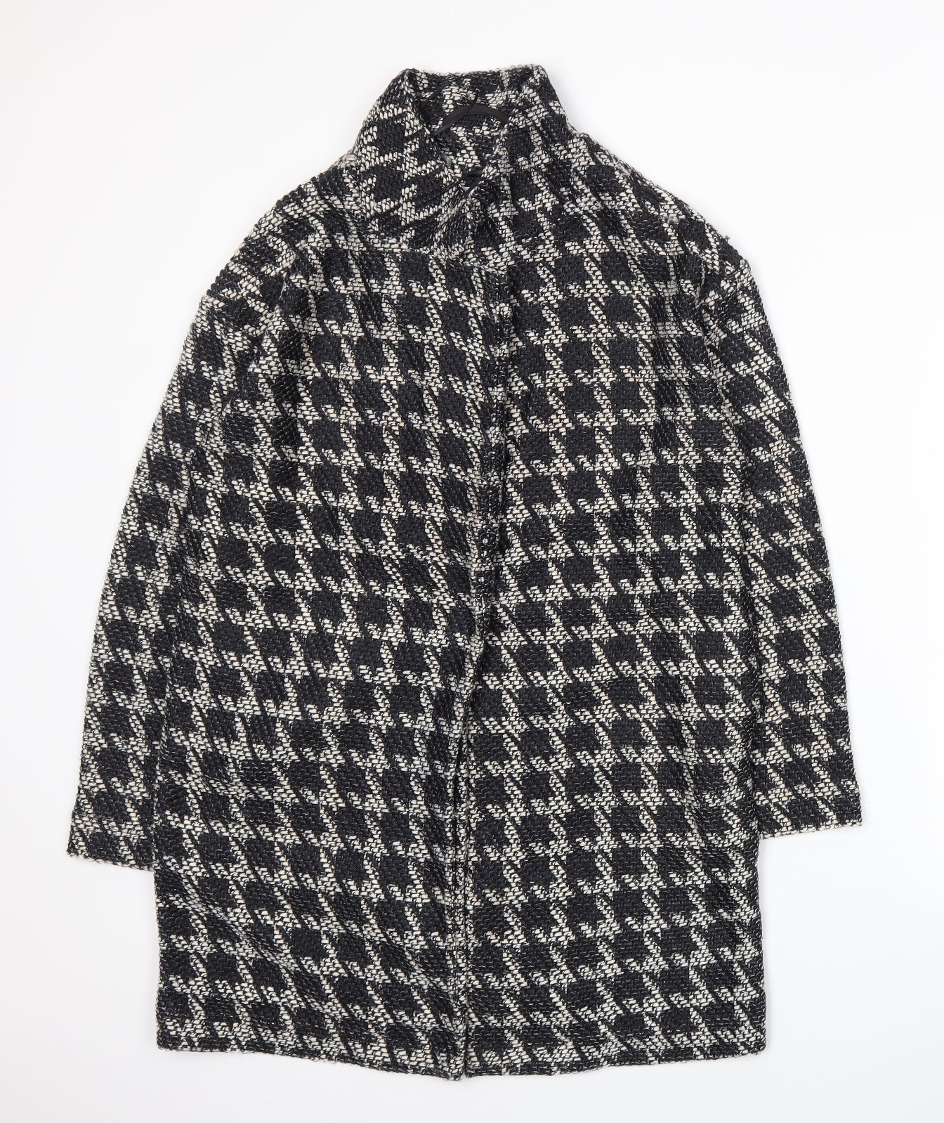 Preworn Womens Black Houndstooth  Jacket Coatigan Size 6