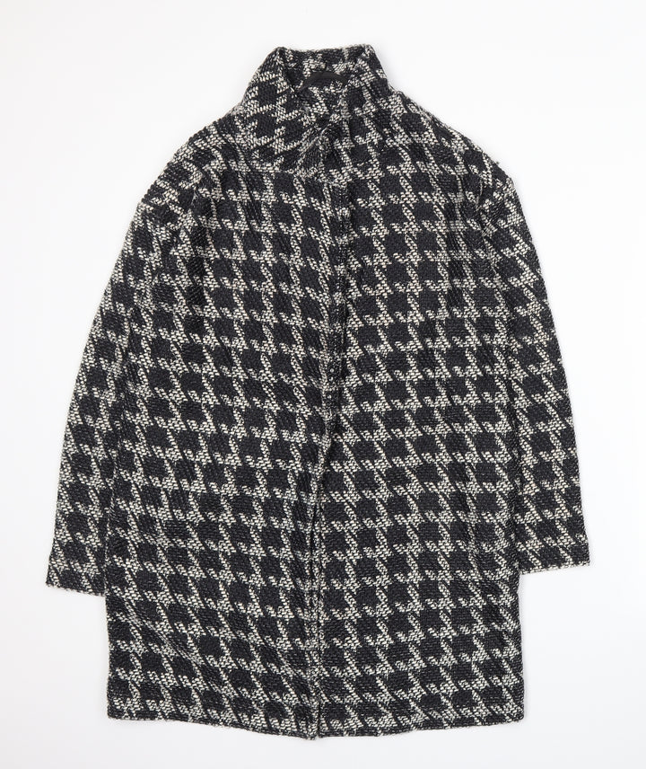 Preworn Womens Black Houndstooth  Jacket Coatigan Size 6