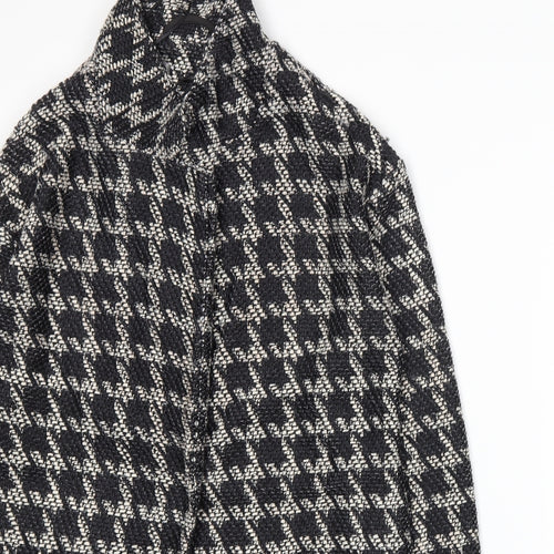 Preworn Womens Black Houndstooth  Jacket Coatigan Size 6