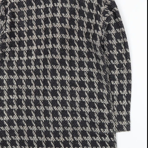 Preworn Womens Black Houndstooth  Jacket Coatigan Size 6