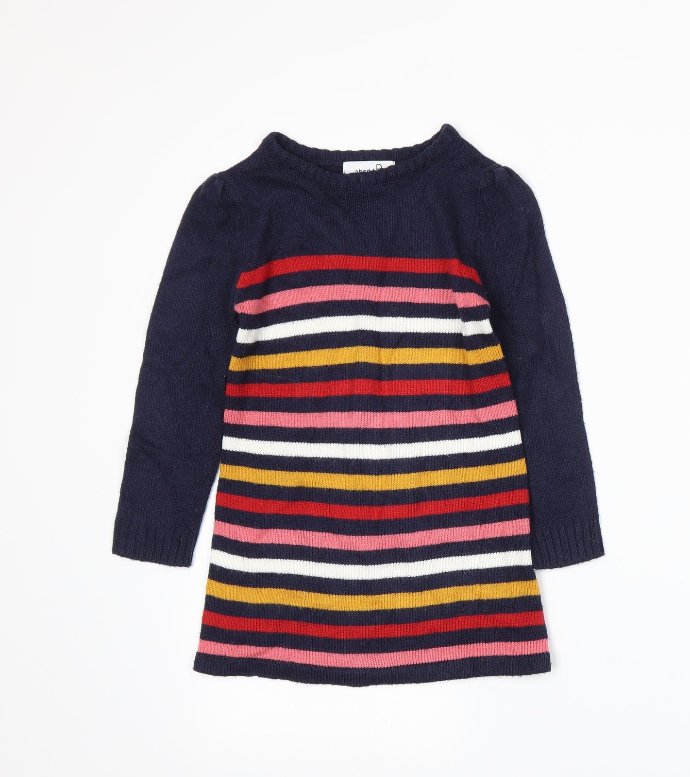 Abcd R Girls Blue Striped Knit Pullover Jumper Size 4 Years