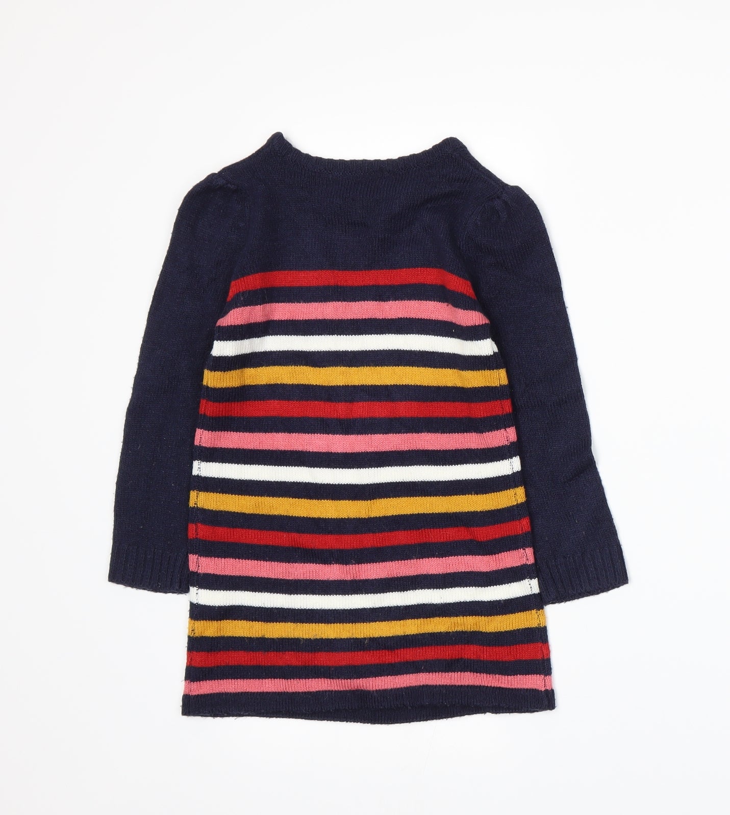 Abcd R Girls Blue Striped Knit Pullover Jumper Size 4 Years