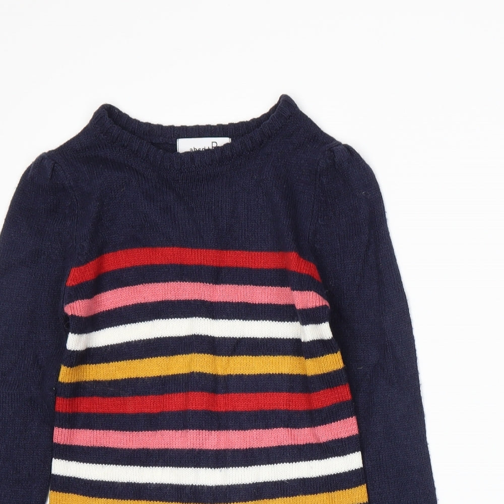 Abcd R Girls Blue Striped Knit Pullover Jumper Size 4 Years