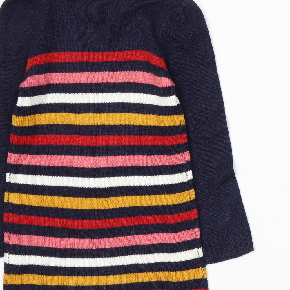Abcd R Girls Blue Striped Knit Pullover Jumper Size 4 Years
