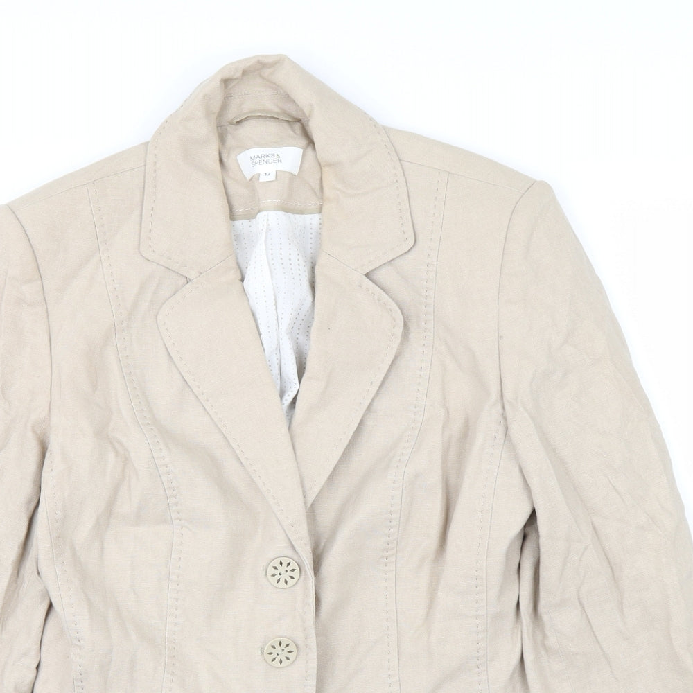 Marks and Spencer Womens White   Overcoat Coat Size 12