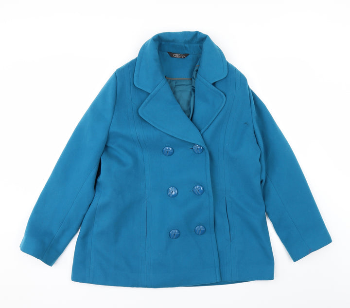 BM Womens Blue Overcoat Coat Size 16