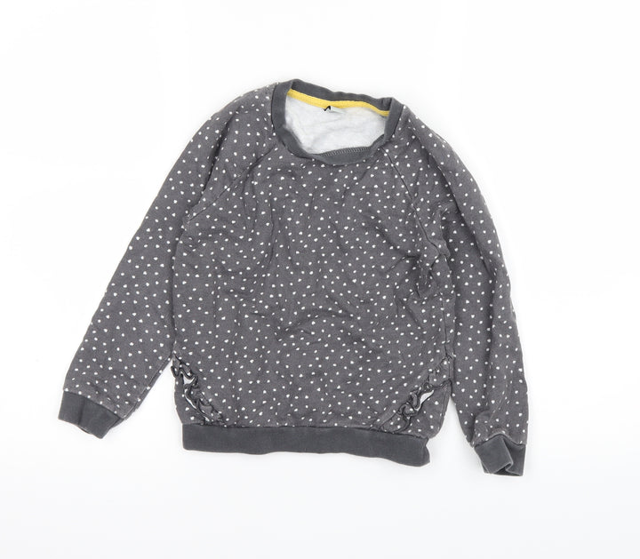 TU Girls Grey Polka Dot Pullover Jumper Size 5-6 Years