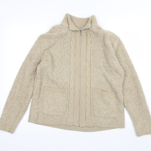 elizabeth Womens Beige   Full Zip Jumper Size M