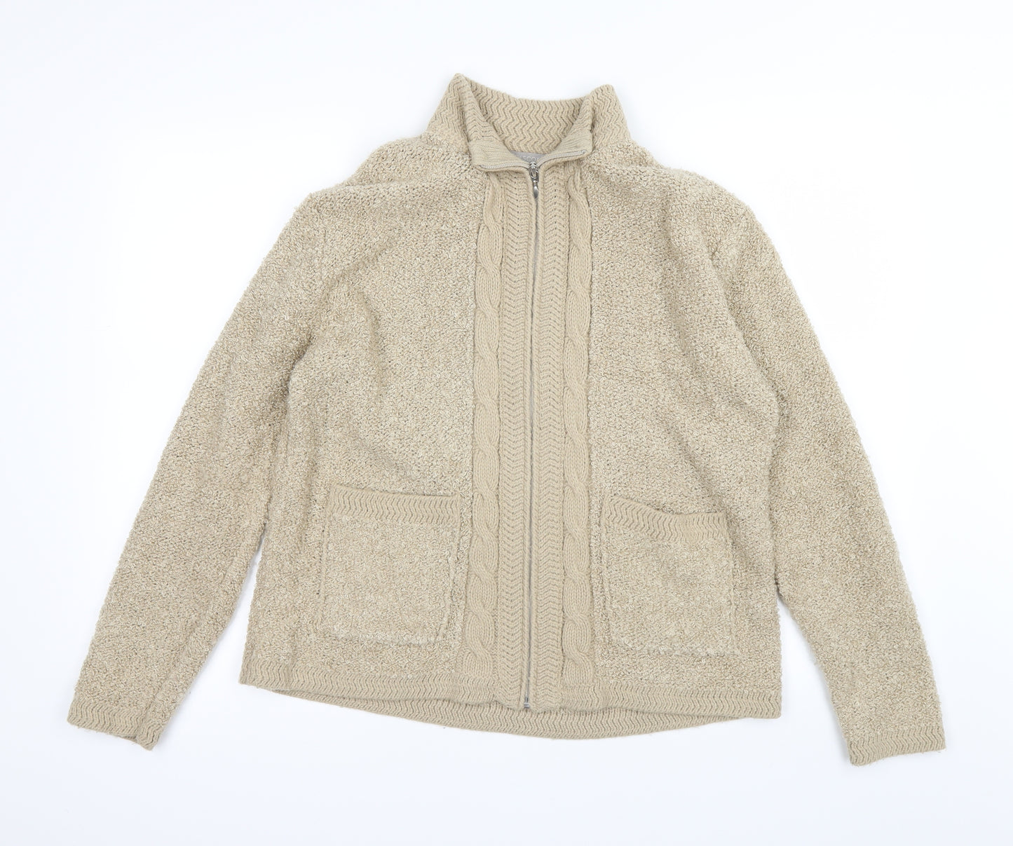 elizabeth Womens Beige   Full Zip Jumper Size M