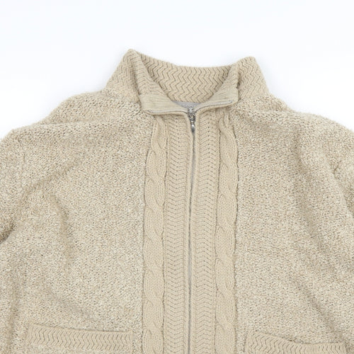 elizabeth Womens Beige   Full Zip Jumper Size M