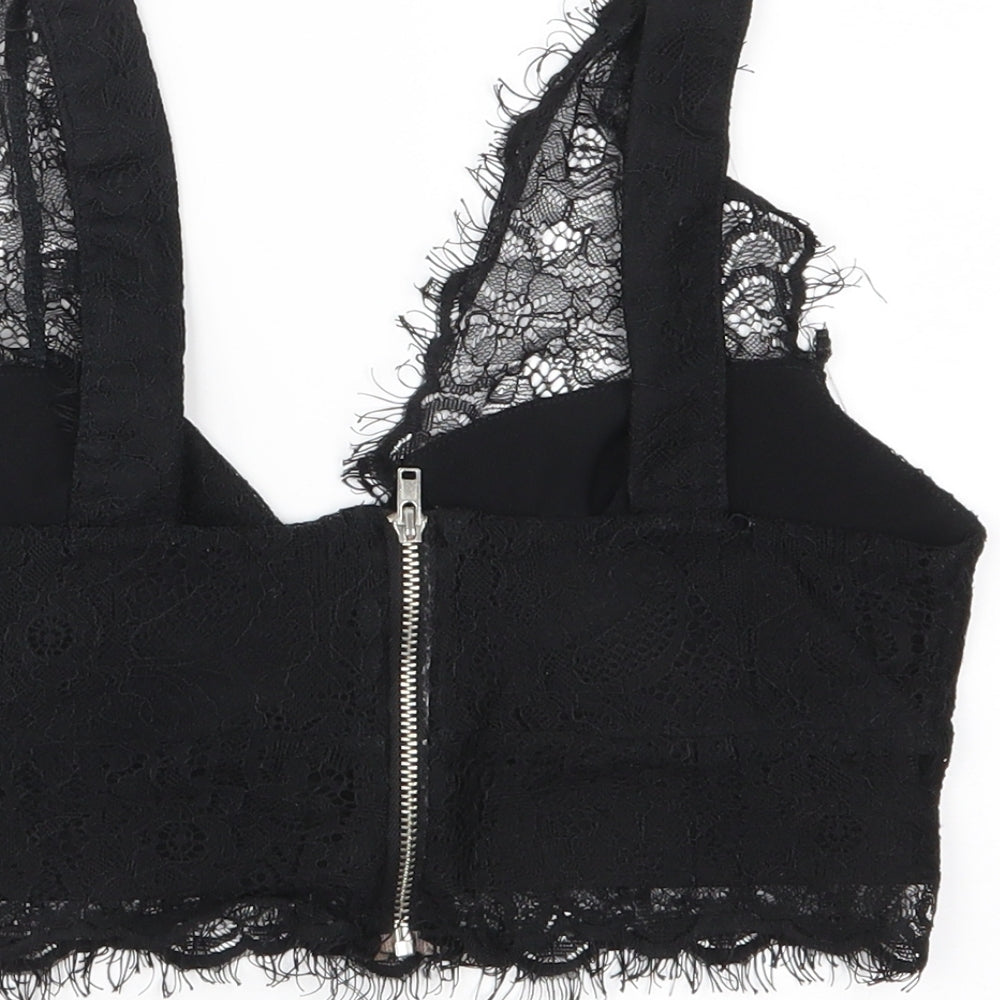 Topshop Womens Black  Lace Camisole Blouse Size 8