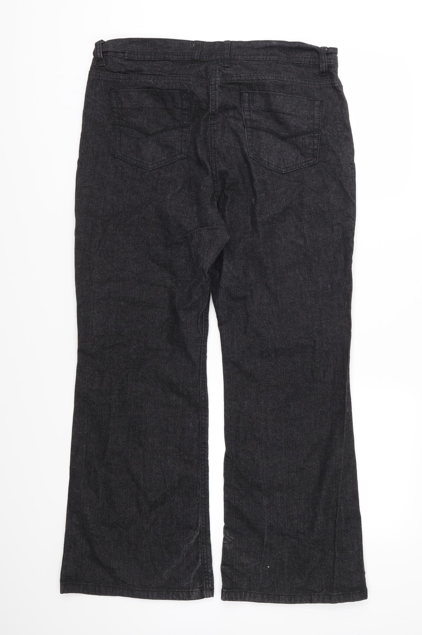 Marks and Spencer Womens Black  Denim Flared Jeans Size 16 L26 in