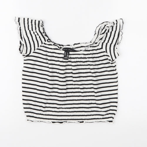 New Look Womens Black Striped  Basic Blouse Size 8