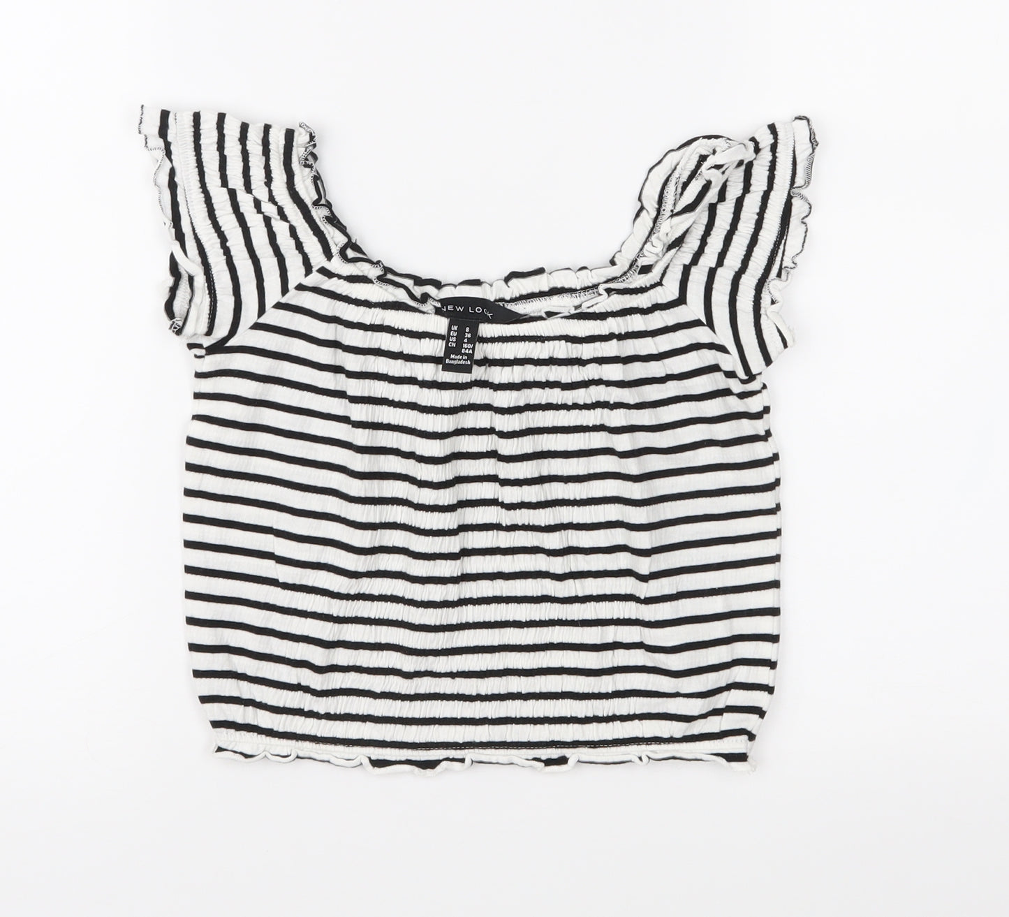 New Look Womens Black Striped  Basic Blouse Size 8