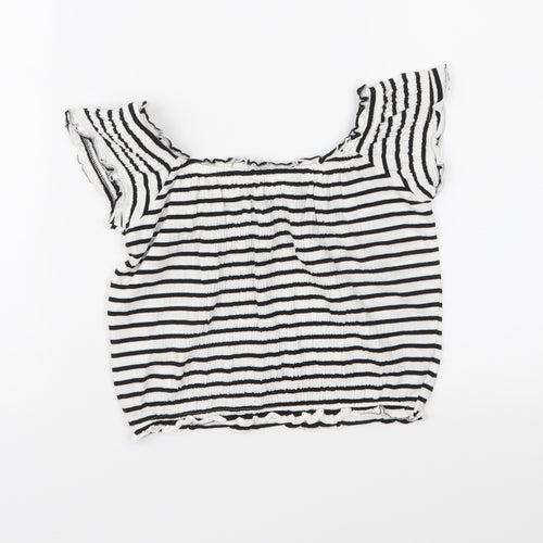 New Look Womens Black Striped  Basic Blouse Size 8