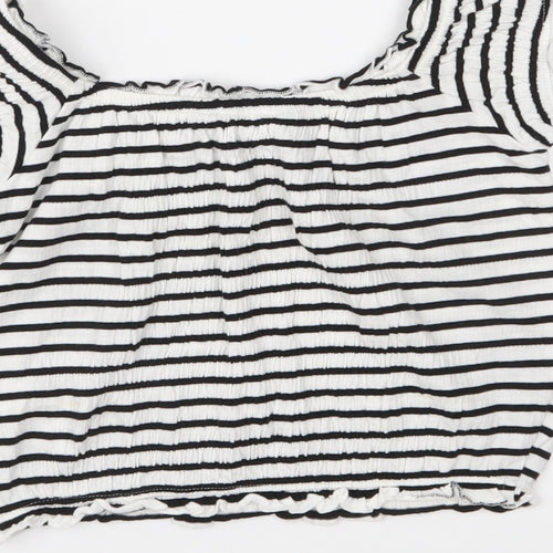 New Look Womens Black Striped  Basic Blouse Size 8