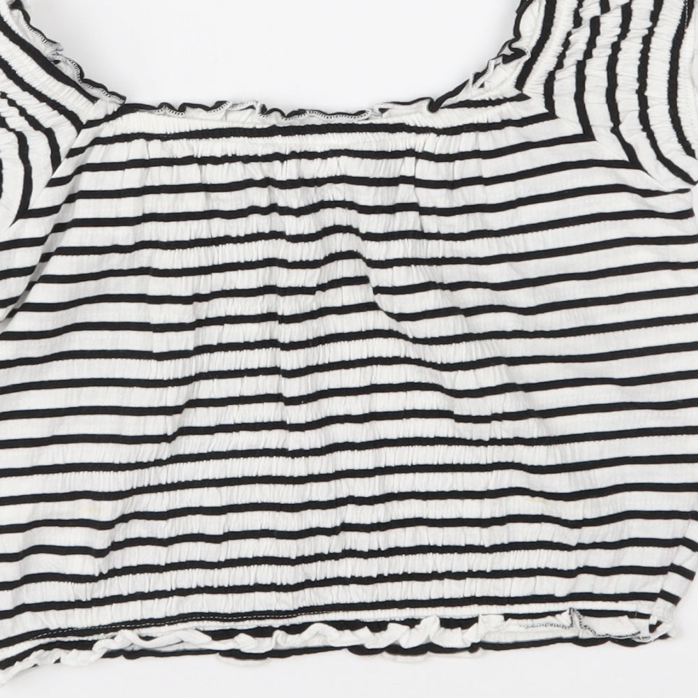 New Look Womens Black Striped  Basic Blouse Size 8