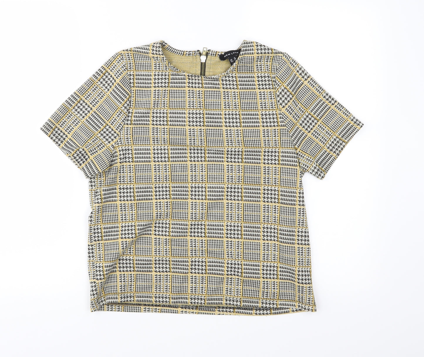 New Look Womens Yellow Check  Basic Blouse Size 10