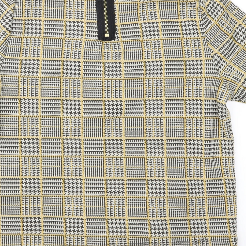 New Look Womens Yellow Check  Basic Blouse Size 10