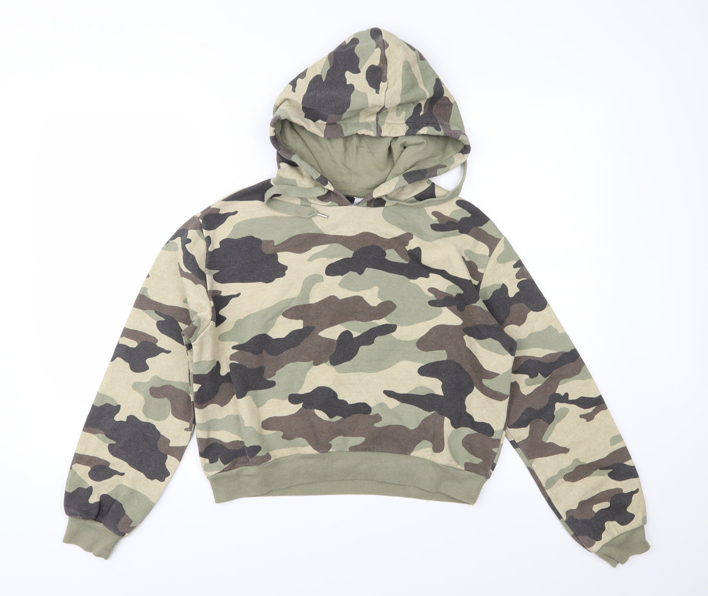 Divided Womens Green Camouflage Jersey Pullover Hoodie Size XS